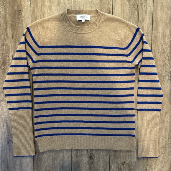La Ligne Lean Lines Cashmere Sweater. Camel/Navy. M. EUC - Picture 7 of 10